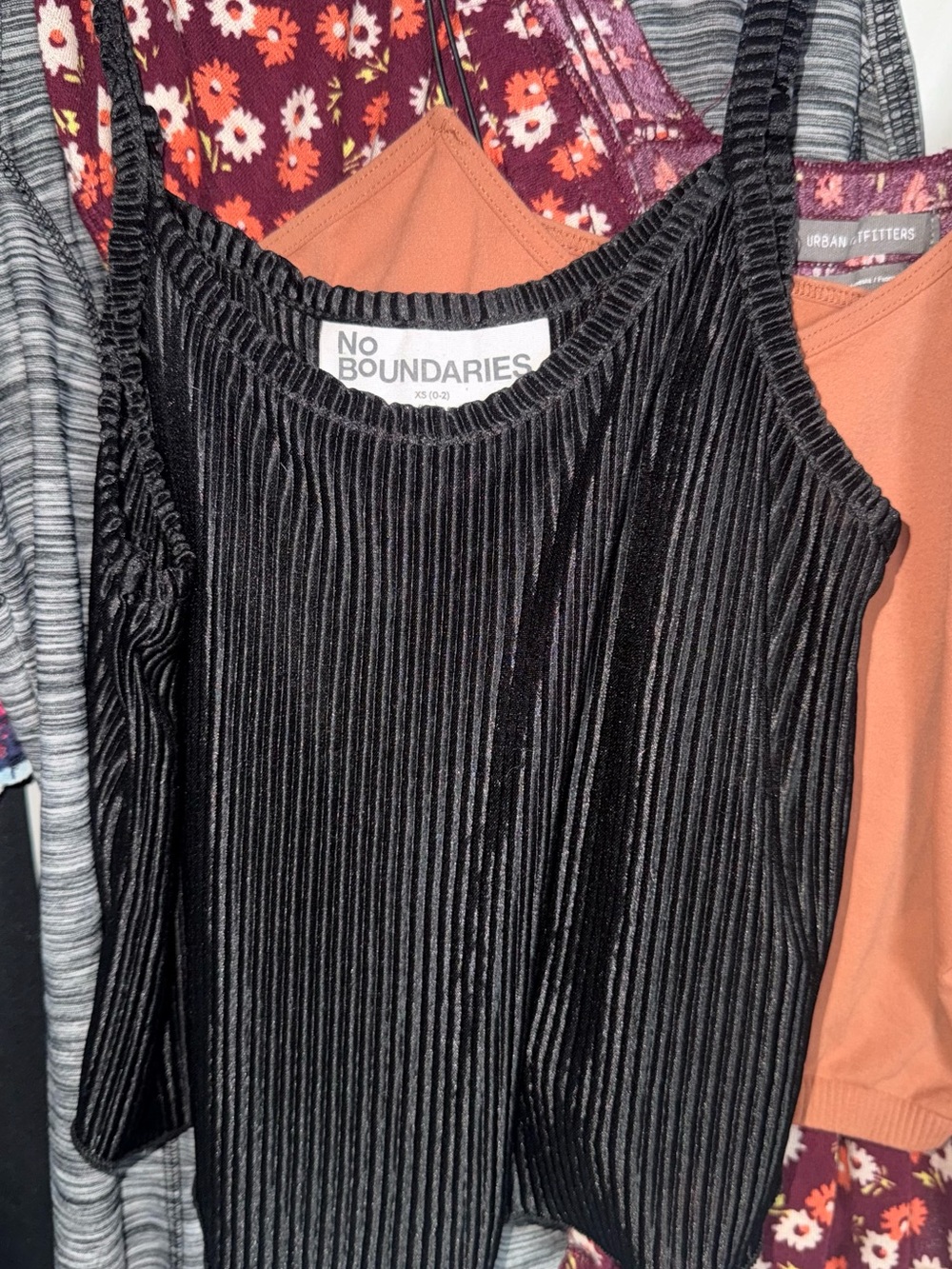 No Boundaries Black Ribbed Velvet Camisole